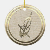 ヴィンテージスタイル金ゴールド音楽チェロセラミックオーナメント セラミックオーナメント (裏面)