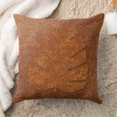 ヴィンテージスタイル銅ライトテクスチャ付きリーフ クッション (ブランケット)