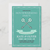 ヴィンテージスタイル鍵引っ越し祝いパーティーパーティの招待状 招待状 (正面)