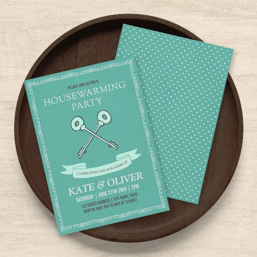 ヴィンテージスタイル鍵引っ越し祝いパーティーパーティの招待状 招待状