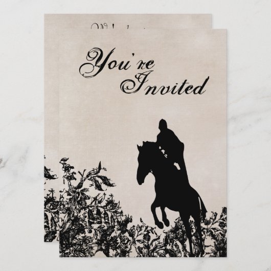 ヴィンテージスタイル馬ジャンプ誕生日招待状 招待状 (正面/裏面)