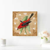 ヴィンテージスタイル鳥の画像ゴージャスユニークで スクエア壁時計 (ホーム)