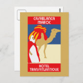 ヴィンテージスタイル1920sカサブランカ広告トラベル ポストカード (正面/裏面)