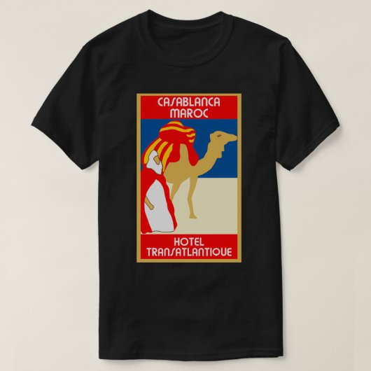 ヴィンテージスタイル1920sカサブランカ広告トラベル tシャツ (デザイン正面)