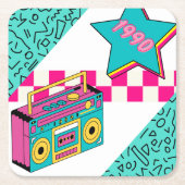 ヴィンテージスタイル1990ステレオ スクエアペーパーコースター (正面)