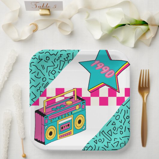 ヴィンテージスタイル1990ステレオ ペーパープレート (ウェディング)