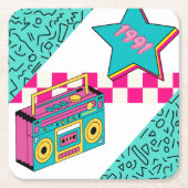 ヴィンテージスタイル1991ステレオ スクエアペーパーコースター (正面)