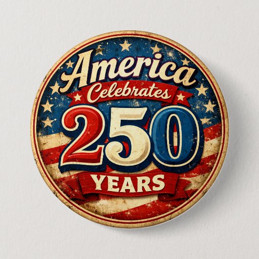 ヴィンテージスタイル アメリカ生誕250周年ボタン 缶バッジ (正面)