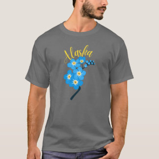 ヴィンテージスタイル アラスカ アルパイン フォーゲットミー・ノット イエロー テキスト Tシャツ