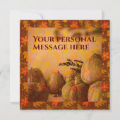 ヴィンテージスタイル オータム パンプキン フラット ノート カード (正面)