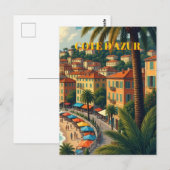 ヴィンテージスタイル コートダジュール旅行イラスト ポストカード (正面/裏面)