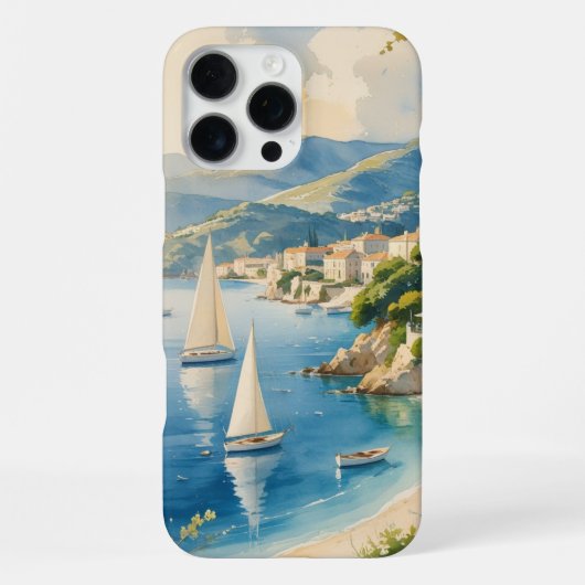 ヴィンテージスタイル コートダジュール フランス旅行 iPhoneケース (裏面)