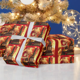 ヴィンテージスタイル サンタクロース クリスマス キッズデザイン ラッピングペーパー