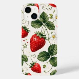 ヴィンテージスタイル シームレスいちごボタニカル柄 Case-Mate iPhone 14ケース