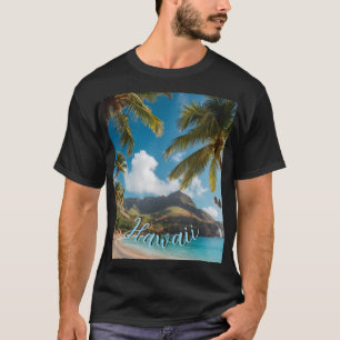 ヴィンテージスタイル ハワイアンブルー シーパームスカイ トラベル Tシャツ