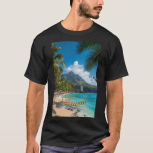 ヴィンテージスタイル ハワイアンブルー シーパームス スカイ トラベル Tシャツ