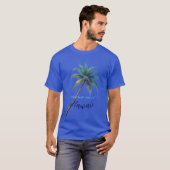 ヴィンテージスタイル ハワイアン 旅行 ホノルル 青 海 Tシャツ (正面フル)