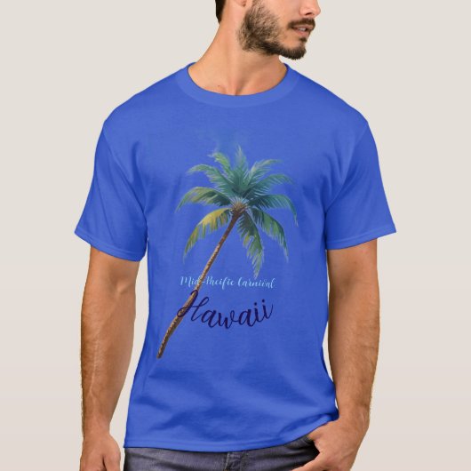 ヴィンテージスタイル ハワイアン 旅行 ホノルル 青 海 Tシャツ (正面)