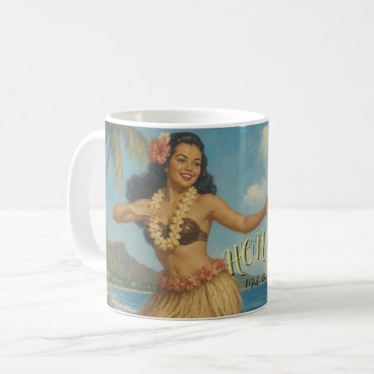ヴィンテージスタイル ハワイ 旅行 コーヒーマグカップ (正面左)