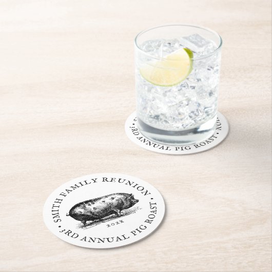 ヴィンテージスタイル|ピグローストイベント|ファミリ懇親会 ラウンドペーパーコースター (インサイチュ)