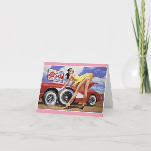 ヴィンテージスタイル「フラットタイヤの変更」ノートカード ノートカード (正面)