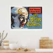 ヴィンテージスタイル、ブレインイーター、ソーシャルメディア、編集テキスト ポスター (キッチン)