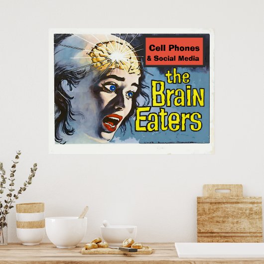 ヴィンテージスタイル、ブレインイーター、ソーシャルメディア、編集テキスト ポスター (キッチン)