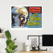ヴィンテージスタイル、ブレインイーター、ソーシャルメディア、編集テキスト ポスター (ホームオフィス)