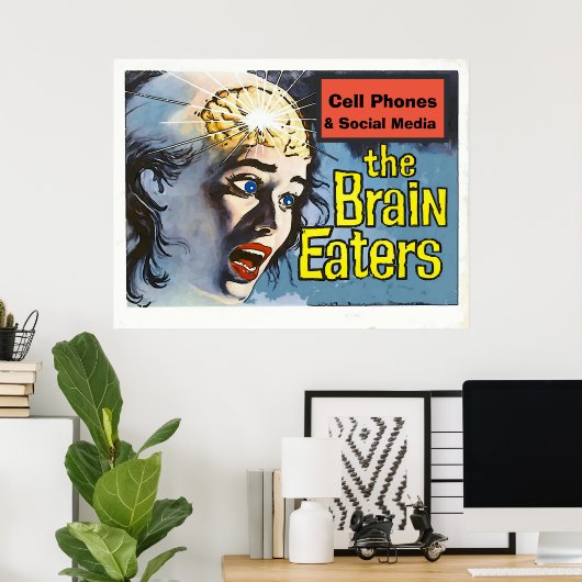 ヴィンテージスタイル、ブレインイーター、ソーシャルメディア、編集テキスト ポスター (ホームオフィス)