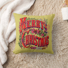 ヴィンテージスタイル メリークリスマス ホリデーグリーティング クッション