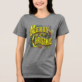 ヴィンテージスタイル メリークリスマス ホリデーグリーティング トライブレンドＴシャツ