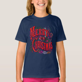 ヴィンテージスタイル メリークリスマス ホリデーグリーティング Tシャツ