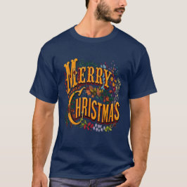 ヴィンテージスタイル メリークリスマス ホリデーグリーティング Tシャツ