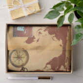 ヴィンテージスタイル、世界の地図プリント 薄葉紙 (ギフト)