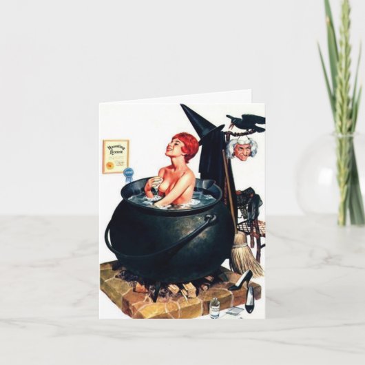 ヴィンテージスタイル「大釜での入浴」ノートカード シーズンカード (正面)