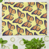ヴィンテージスタイル（昆虫）オオカバマダラ、モナークバタフライイエローキッチン キッチンタオル (折り畳み)