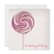 ヴィンテージスタイル「棒つきキャンデー」誕生日招待状カード