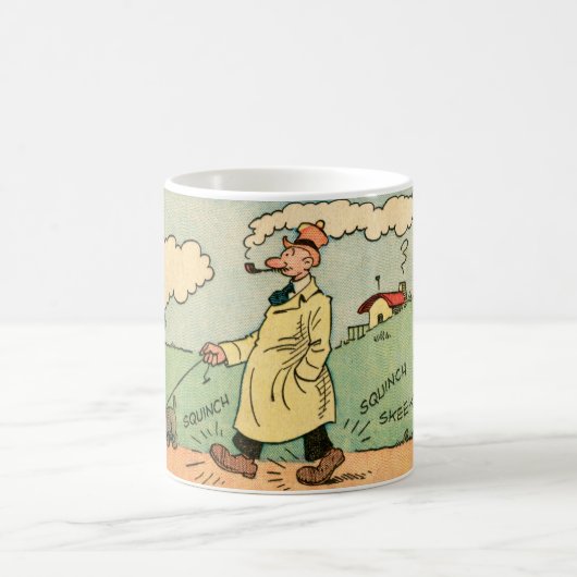 ヴィンテージスタイル「犬を散歩に連れて行く」マグカップ コーヒーマグカップ (中央)