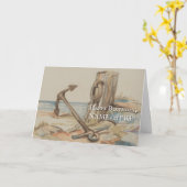 ヴィンテージスタイル、航海のボートいかり誕生日カード カード (黄色い花)