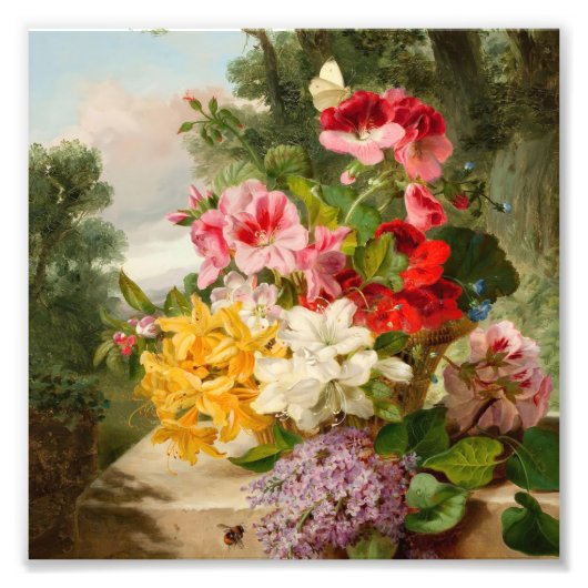 ヴィンテージスタイル 静物 花束 油絵 フォトプリント (正面)