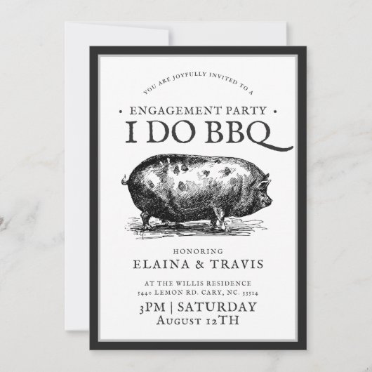 ヴィンテージスタイル| I Do BBQ|婚約パーティ 招待状 (正面)