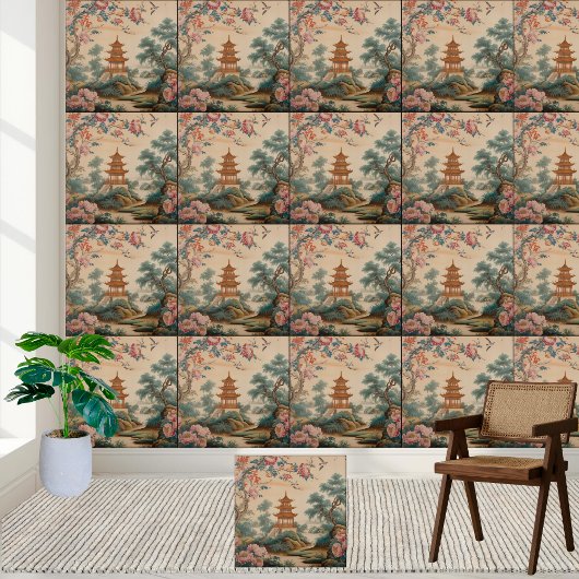 ヴィンテージスタイルChinoiserieガーデンシーンタイル タイル