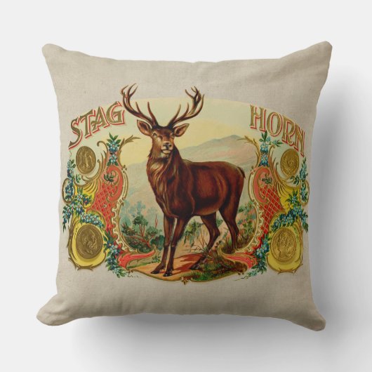 ヴィンテージスタグホーン クッション (正面)