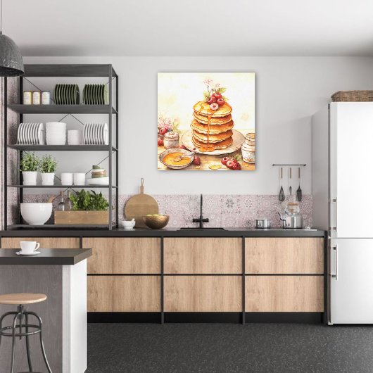 ヴィンテージスタックのパンケーキレトロキッチンウォールアート キャンバスプリント