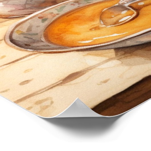 ヴィンテージスタックのパンケーキレトロキッチンウォールアート ポスター (角)