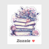 ヴィンテージスタックの書籍とバラ シール (シート)