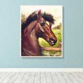ヴィンテージスタリオンホースポートレート。強馬顔 キャンバスプリント (インサイチュ (ウッドフロア))