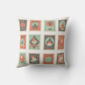 ヴィンテージスタンプおもしろいかわいいハッピーハローウィン クッション (裏面)