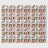 ヴィンテージスタンプかわいいパーソナライズされた写真クリスマス ラッピングペーパー (フラット)