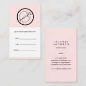 ヴィンテージスタンプのロゴピンクアポイントメント 予約カード (正面/裏面)